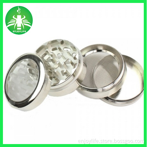 Top Window Metal Herb Grinder, See-Through Top Weed Grinder